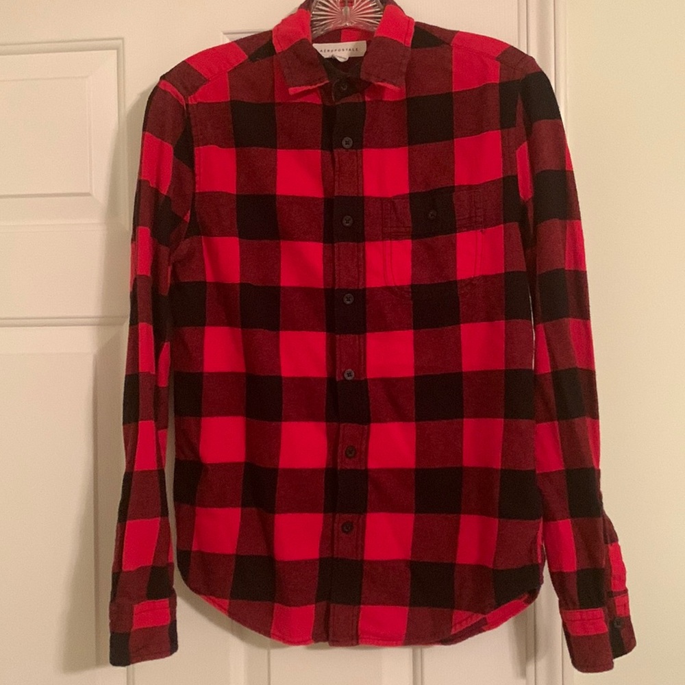 Men’s Red & Black Buffalo Print Flannel Shirt